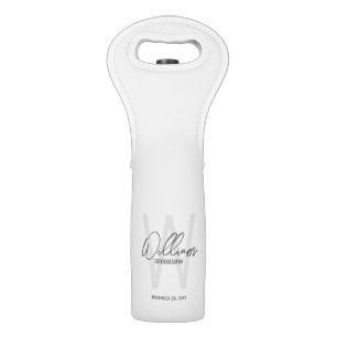 Modern Script Personalized Groomsman's Name Wine Bag