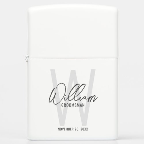 Modern Script Personalized Groomsmans Name Zippo Lighter