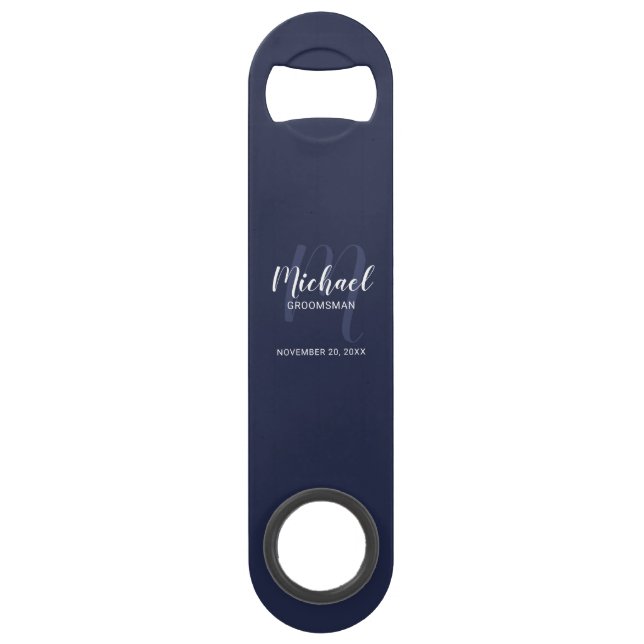 Modern Script Personalized Groomsmen Bar Key (Front)