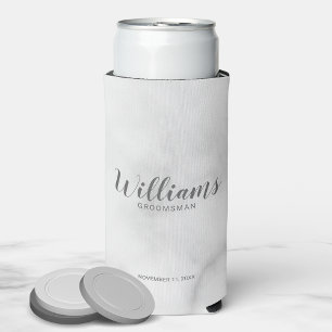 Modern Script Personalized Groomsmen Can Cooler