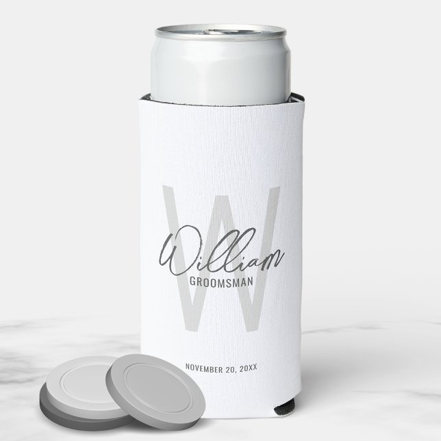 Modern Script Personalized Groomsmen Can Cooler (Creator Uploaded)