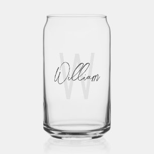 Modern Script Personalized Groomsmen Can Glass