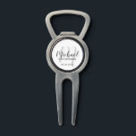 Modern Script Personalized Groomsmen Divot Tool<br><div class="desc">Add a personal touch to your wedding with personalized groomsmen divot tool. This divot tool features personalized groomsmen's name in grey modern script font style and monogram in light grey modern script font style as background with title and wedding date in grey modern sans serif font style on white background....</div>
