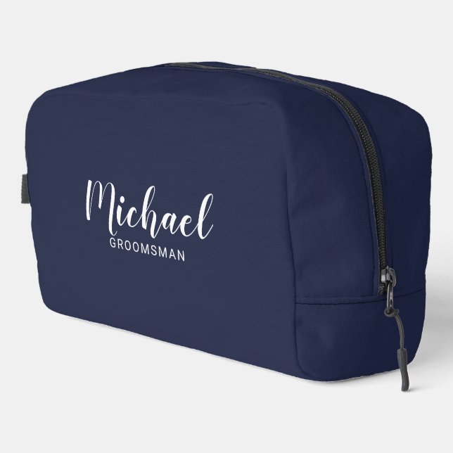Modern Script Personalized Groomsmen Dopp Kit (Right Corner)
