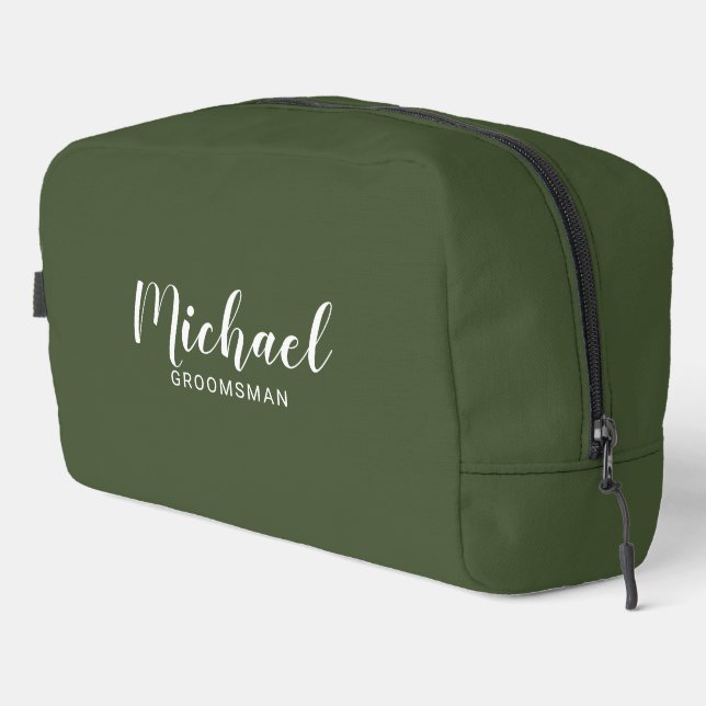 Modern Script Personalized Groomsmen Dopp Kit (Right Corner)