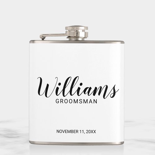 Modern Script Personalized Groomsmen Flask