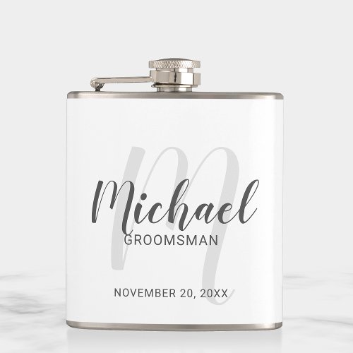 Modern Script Personalized Groomsmen Flask