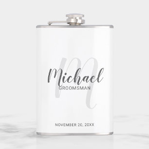 Modern Script Personalized Groomsmen Flask