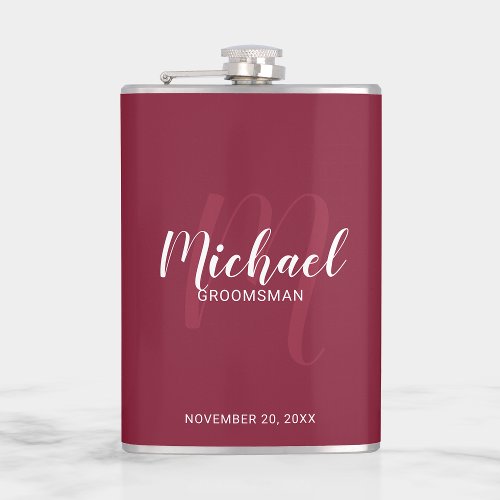 Modern Script Personalized Groomsmen Flask