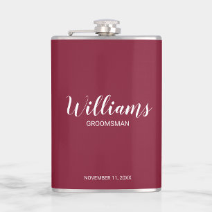 Modern Script Personalized Groomsmen Flask