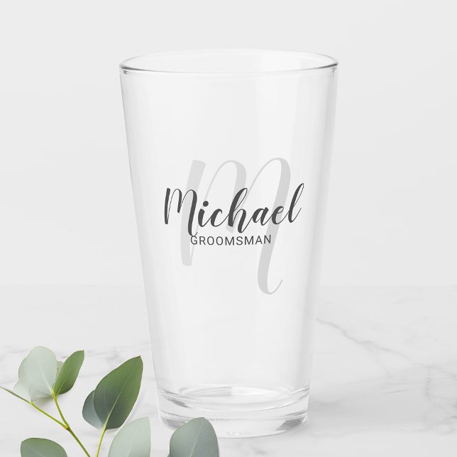 Modern Script Personalized Groomsmen Glass (Creator Uploaded)