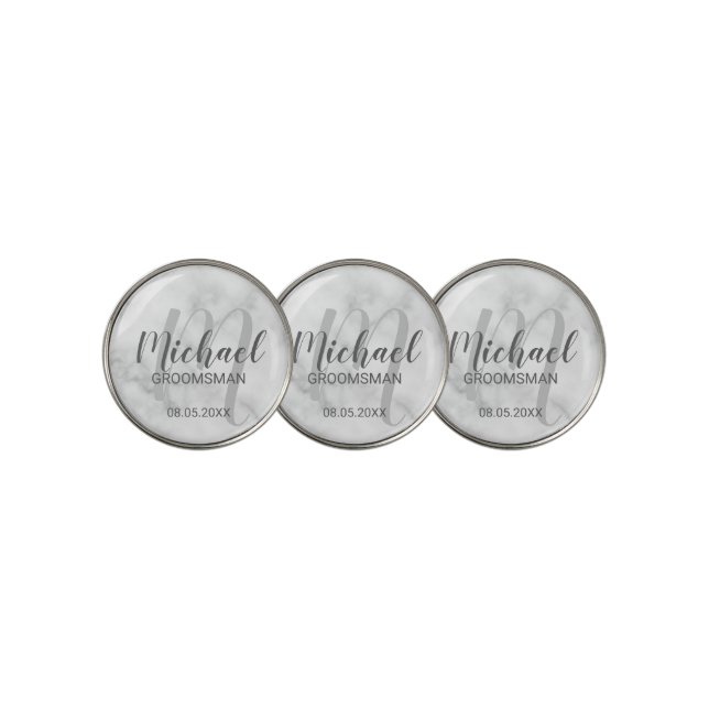 Modern Script Personalized Groomsmen Golf Ball Marker (3 Up)