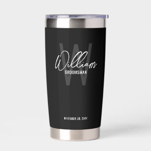 Modern Script Personalized Groomsmen Insulated Tumbler