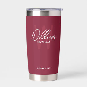 Modern Script Personalized Groomsmen Insulated Tumbler