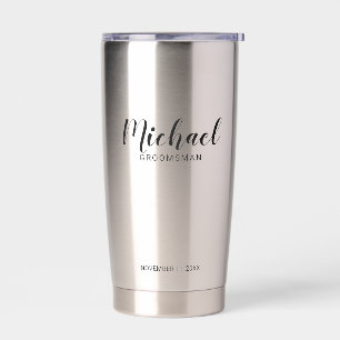 Modern Script Personalized Groomsmen Insulated Tumbler