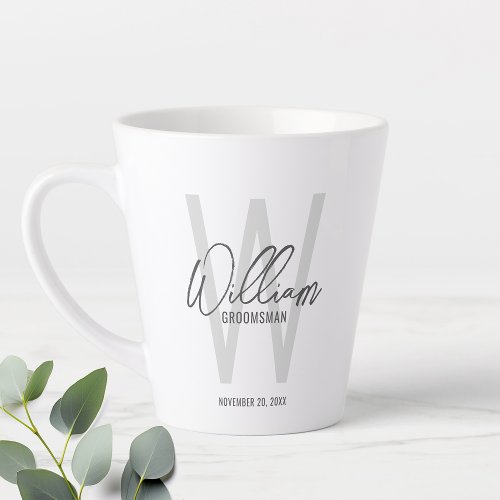 Modern Script Personalized Groomsmen Latte Mug