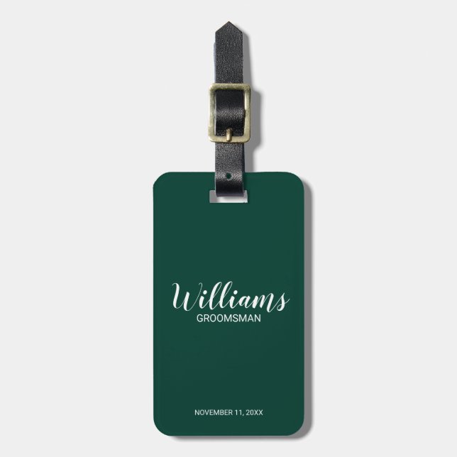 Modern Script Personalized Groomsmen Luggage Tag (Front Vertical)