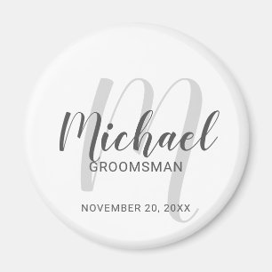 Modern Script Personalized Groomsmen Magnet