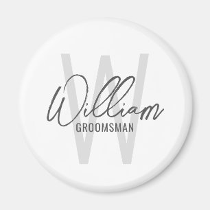 Modern Script Personalized Groomsmen Magnet