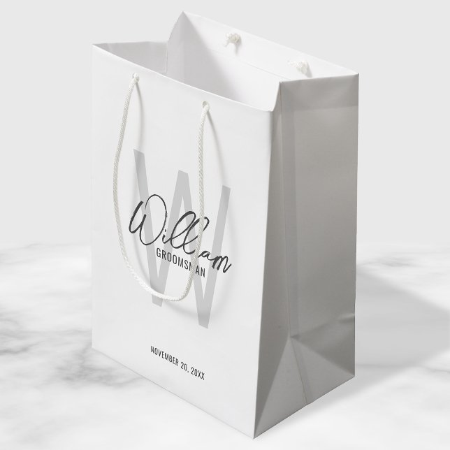Modern Script Personalized Groomsmen Medium Gift Bag (Creator Uploaded)