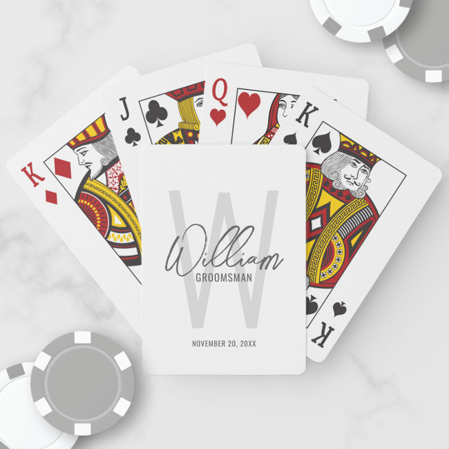 Modern Script Personalized Groomsmen Playing Cards