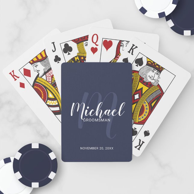 Modern Script Personalized Groomsmen Playing Cards (Creator Uploaded)