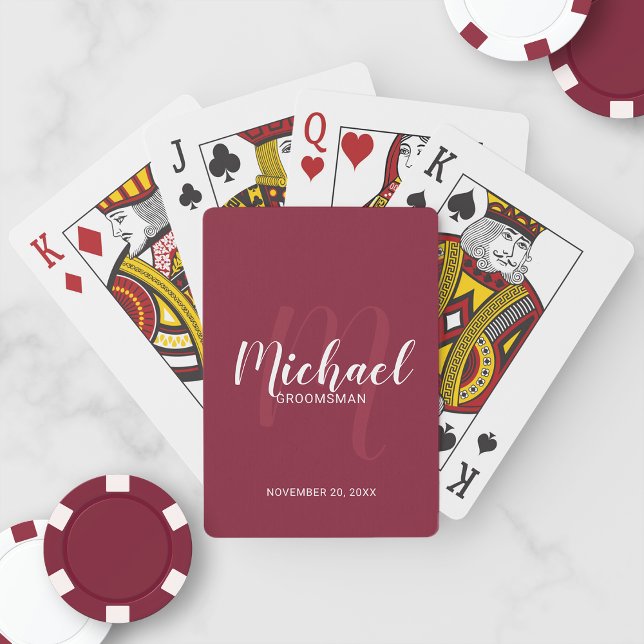 Modern Script Personalized Groomsmen Playing Cards (Creator Uploaded)