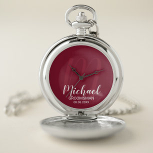 Modern Script Personalized Groomsmen Pocket Watch