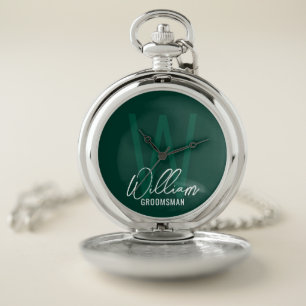 Modern Script Personalized Groomsmen Pocket Watch