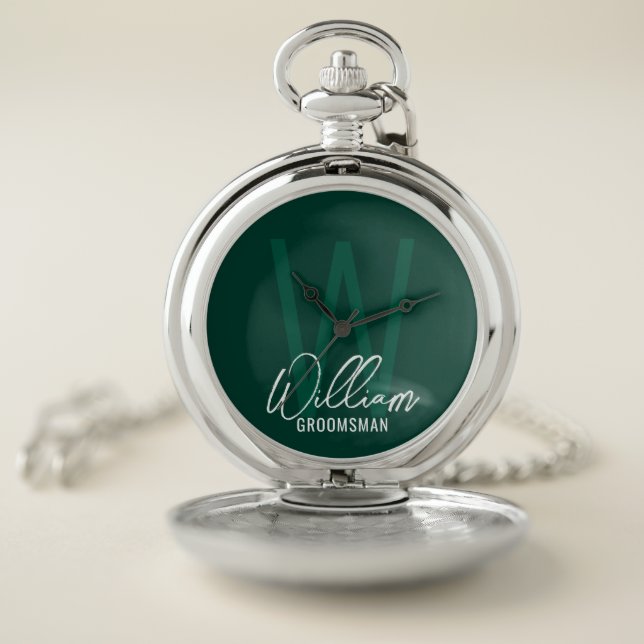 Modern Script Personalized Groomsmen Pocket Watch (Inside)