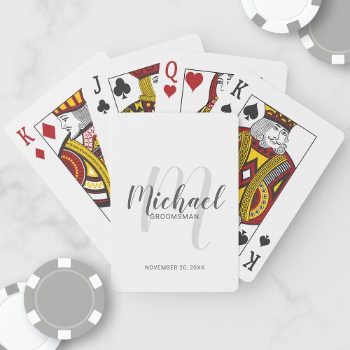 Modern Script Personalized Groomsmen Poker Cards