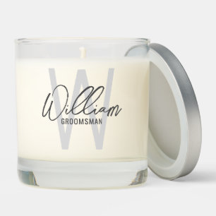 Modern Script Personalized Groomsmen Scented Candle