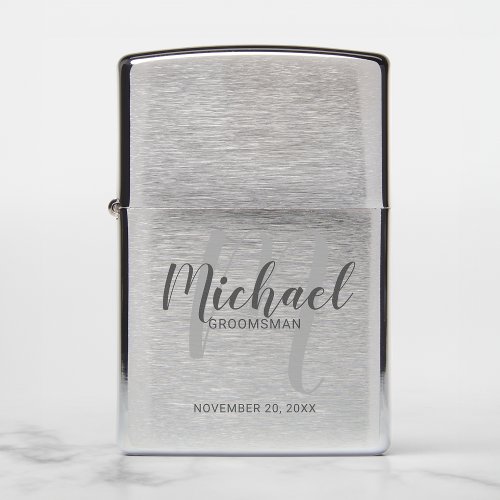 Modern Script Personalized Groomsmen Zippo Lighter