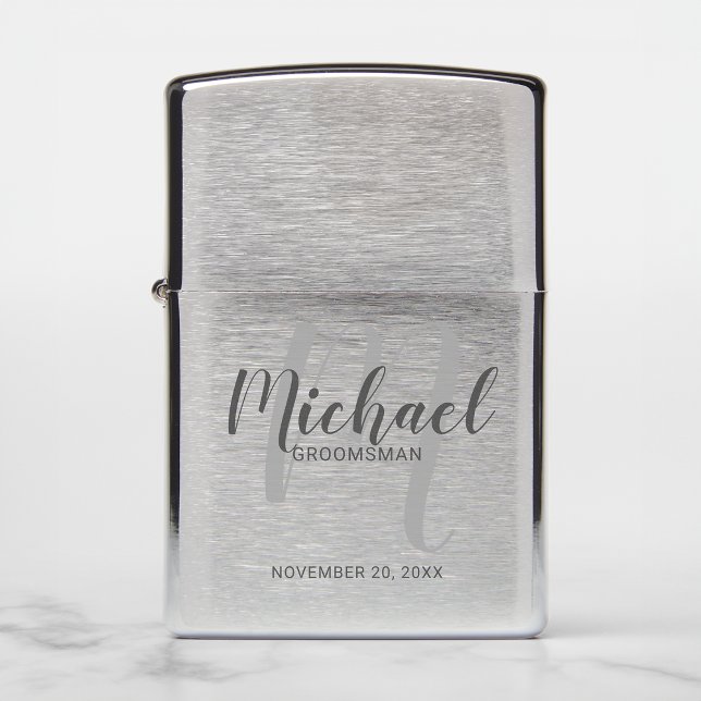 Modern Script Personalized Groomsmen Zippo Lighter (Creator Uploaded)