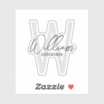 Modern Script Personalized Groomsmen's Name Sticker<br><div class="desc">Add a personal touch to your wedding with personalized custom-cut sticker
features personalized name in grey modern handwriting script font style and monogram in light grey modern sans serif font style as background.

Also perfect for best man,  maid of honor,  bridesmaids and more.</div>