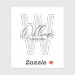 Modern Script Personalized Groomsmen's Name Sticker<br><div class="desc">Add a personal touch to your wedding with personalized custom-cut sticker
features personalized name in grey modern handwriting script font style and monogram in light grey modern sans serif font style as background.

Also perfect for best man,  maid of honor,  bridesmaids and more.</div>