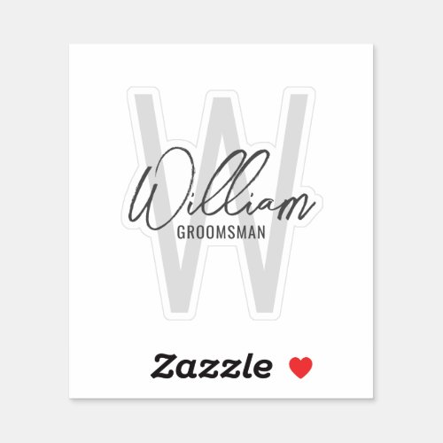 Modern Script Personalized Groomsmens Name Sticker