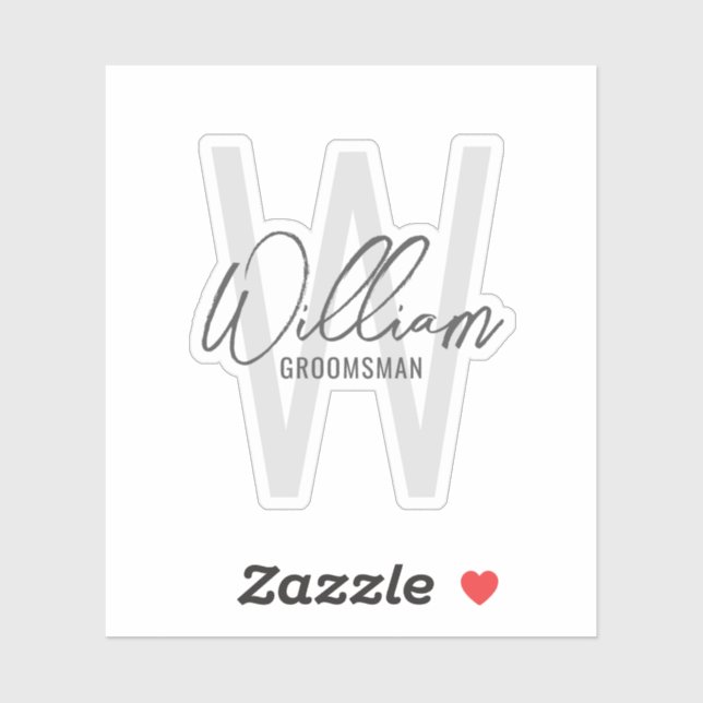 Modern Script Personalized Groomsmen's Name Sticker (Sheet)