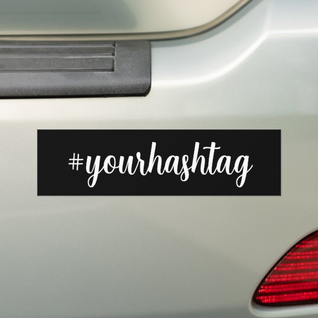 Modern Script Personalized Hashtag Name Bumper Sticker (On Car)