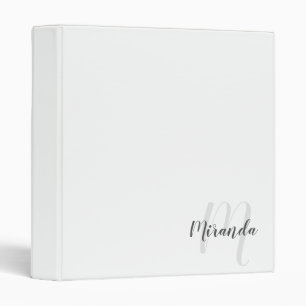 Modern Script Personalized Monogram and Name 3 Ring Binder