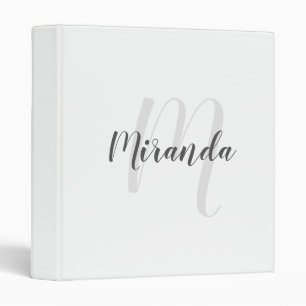 Modern Script Personalized Monogram and Name 3 Ring Binder