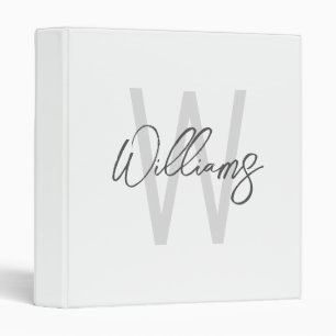 Modern Script Personalized Monogram and Name 3 Ring Binder