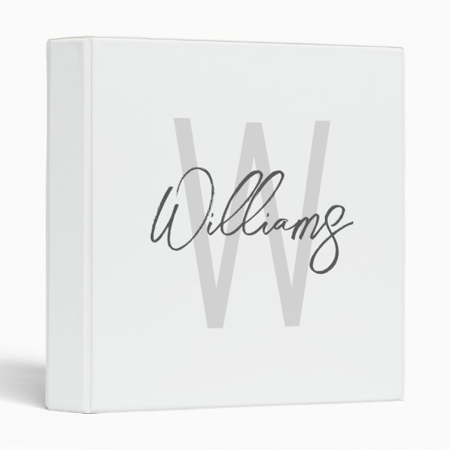 Modern Script Personalized Monogram and Name 3 Ring Binder (Front/Spine)