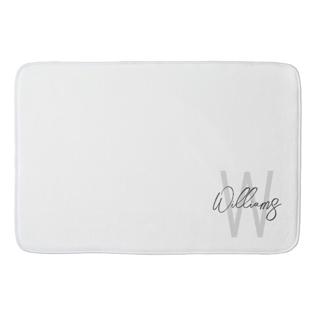 Modern Script Personalized Monogram and Name Bath Mat (Front)