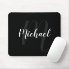 Modern Script Personalized Monogram and Name Black