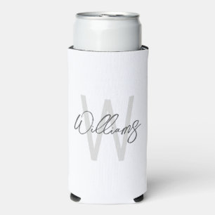Modern Script Personalized Monogram and Name Can C Seltzer Can Cooler