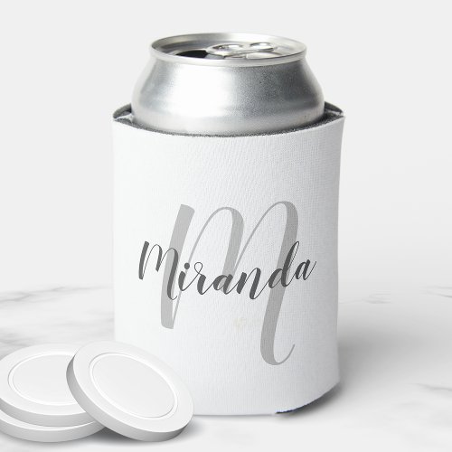 Modern Script Personalized Monogram and Name Can Cooler