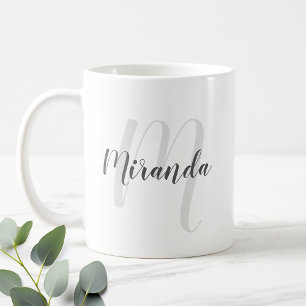 Modern Script Personalized Monogram and Name Coffe Coffee Mug