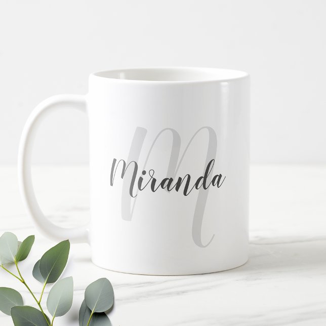 Modern Script Personalized Monogram and Name Coffe Coffee Mug (Creator Uploaded)