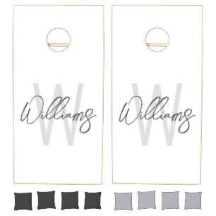 Modern Script Personalized Monogram and Name Cornhole Set